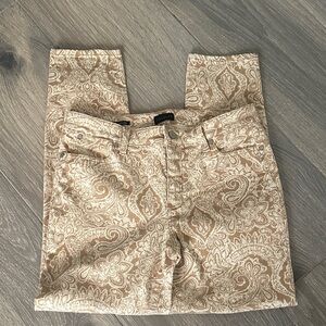 Talbots Paisley Straight Leg Jeans in Cream and Brown